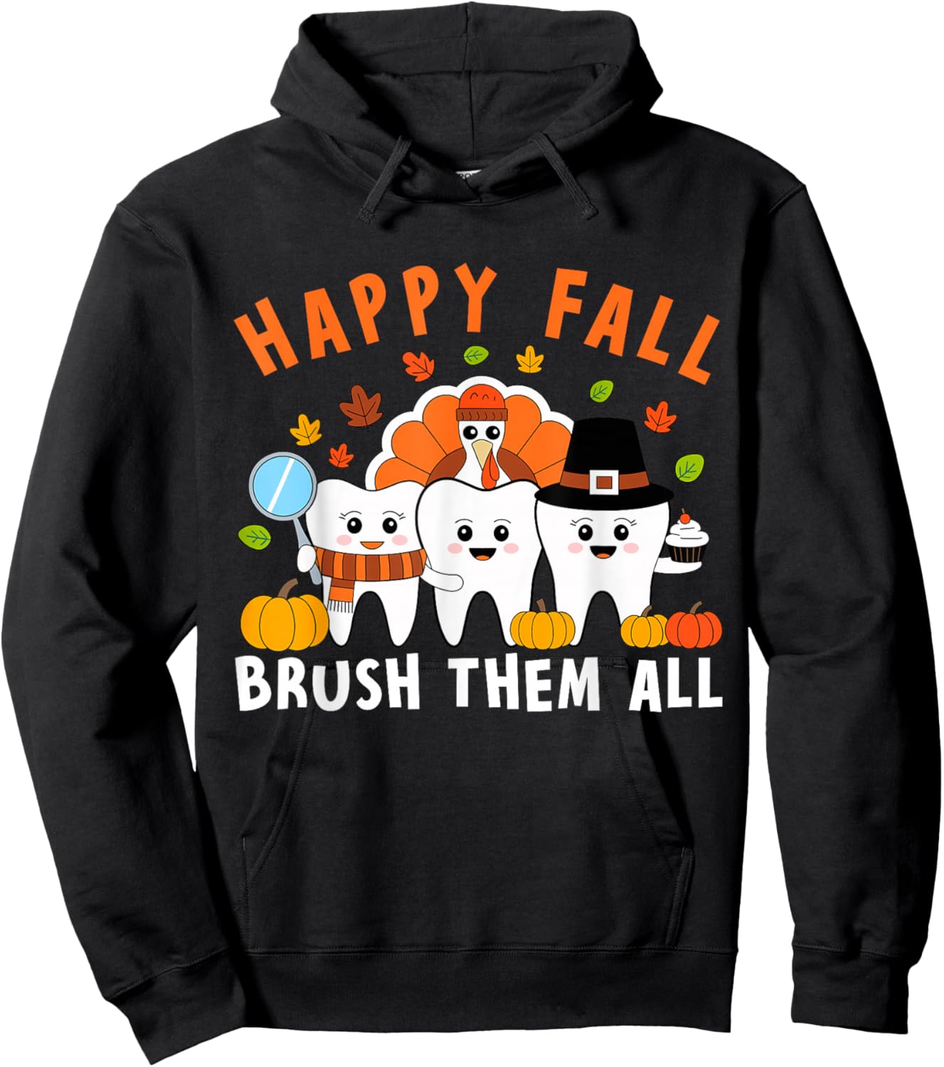 Thanksgiving Tooth Turkey Dentist Dental Women Hoodie - Hoodie | Black