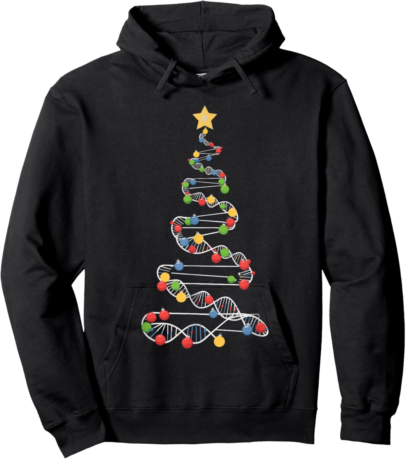 DNA Helix Christmas Tree Scientist Biology Science Teacher Hoodie - Hoodie | Black