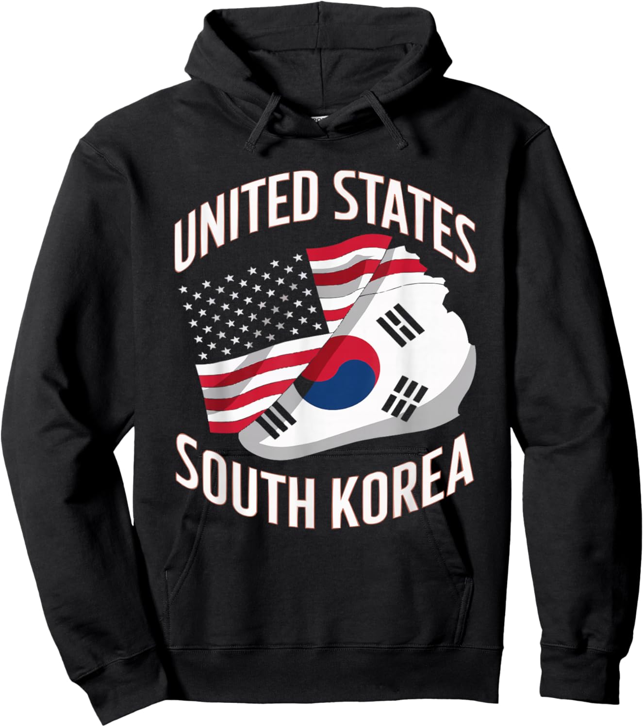 Half American Half Korean USA Flag South Korea America Hoodie - Hoodie | Black