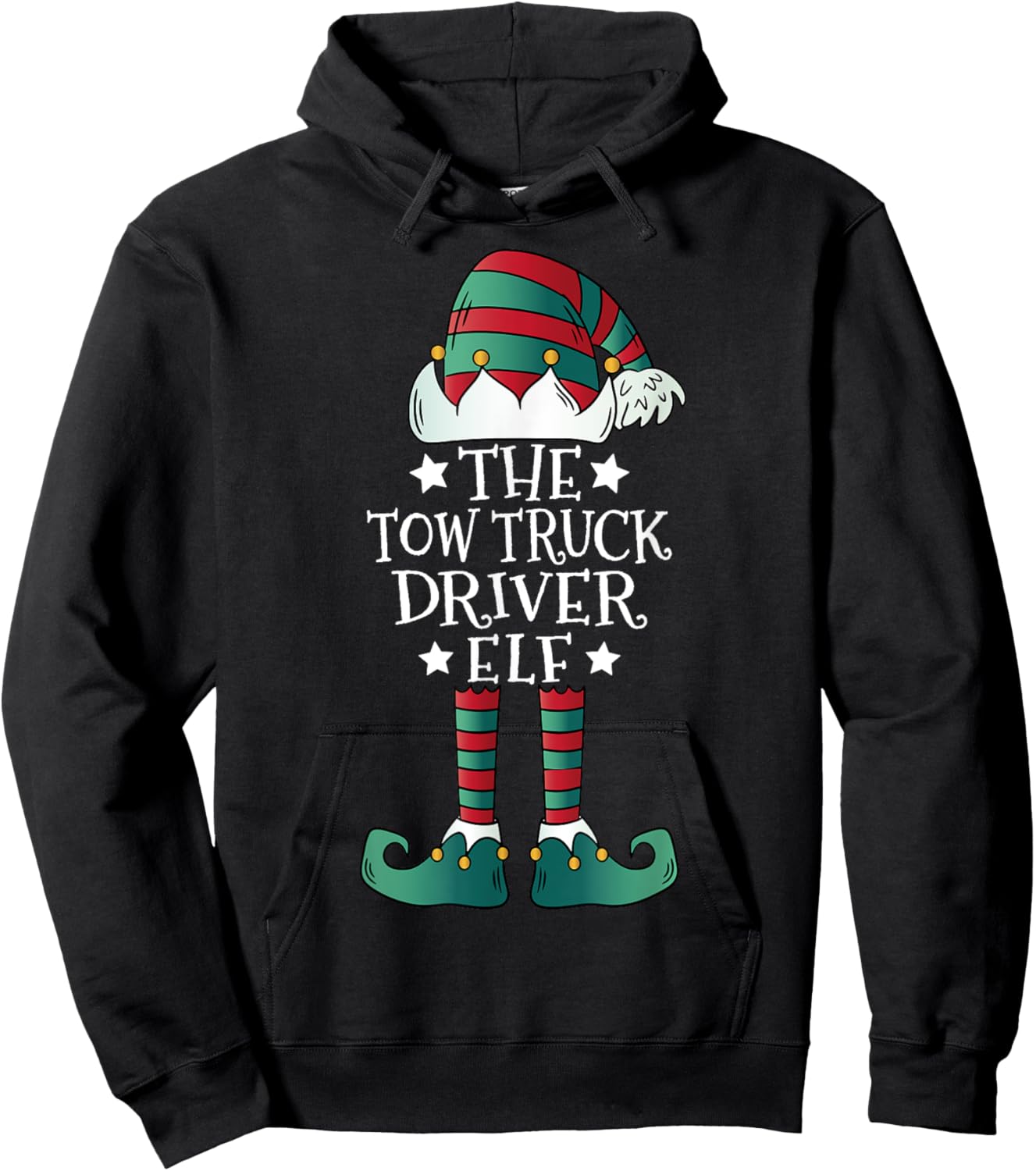 The Tow Truck Driver Elf - Funny Towing Driver Christmas Hoodie - Hoodie | Black