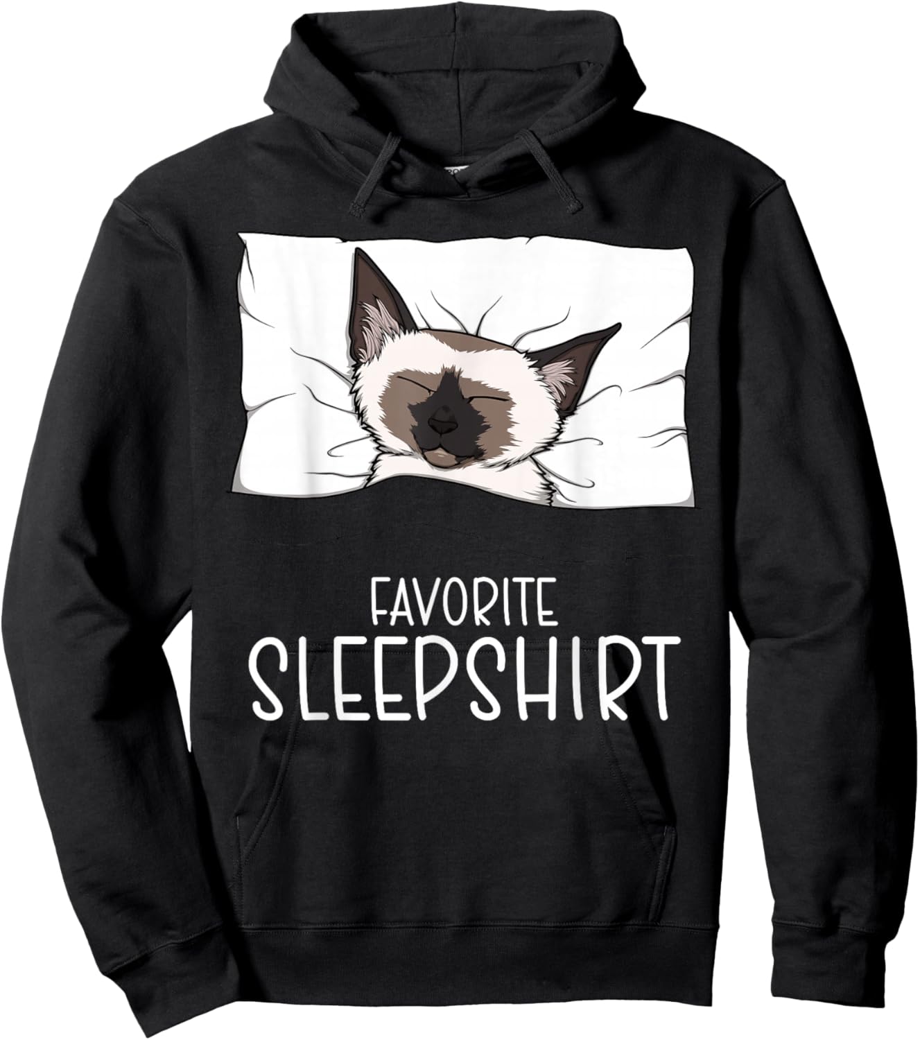 Favorite Sleepshirt Siamese Cat, Napping Meezer Hoodie - Hoodie | Black