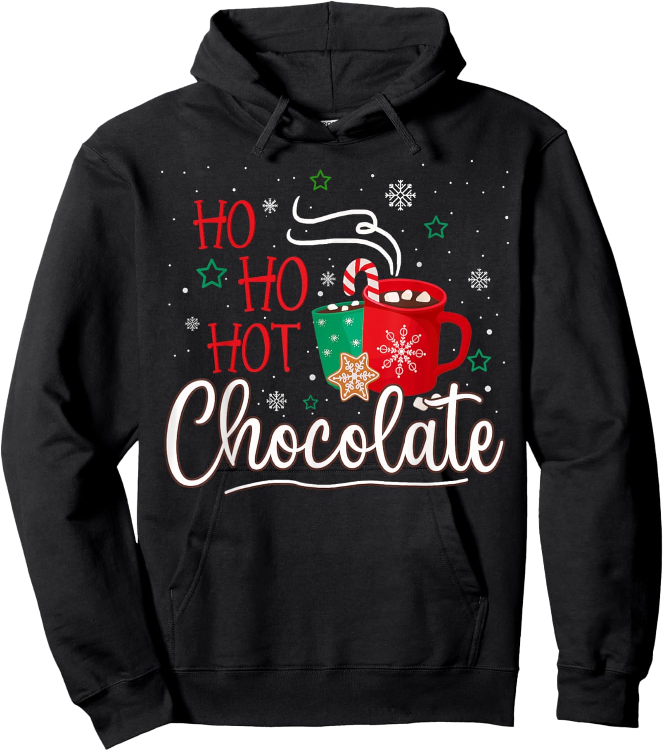 Christmas Mugs Cocoa Lover Ho Ho Hot Chocolate Ugly Sweater Hoodie - Hoodie | Black