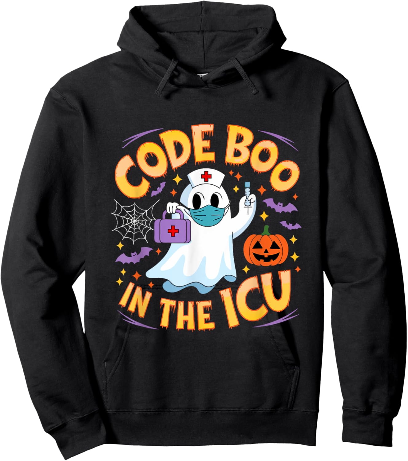 Code Boo in the ICU Ghost Nurse Halloween Design for Medical Hoodie - Hoodie | Black
