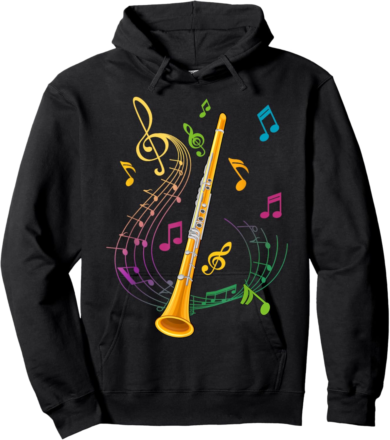 Clarinet Player Idea Musical InstrumentTreble Clef Clarinet Hoodie - Hoodie | Black