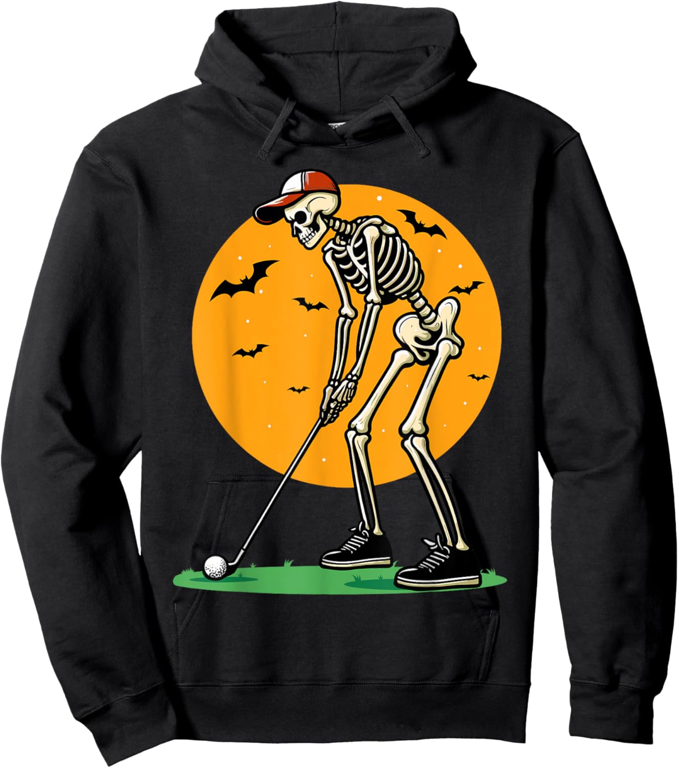 Halloween Golf Skeleton Golfer Funny Halloween Golfing Hoodie - Hoodie | Black