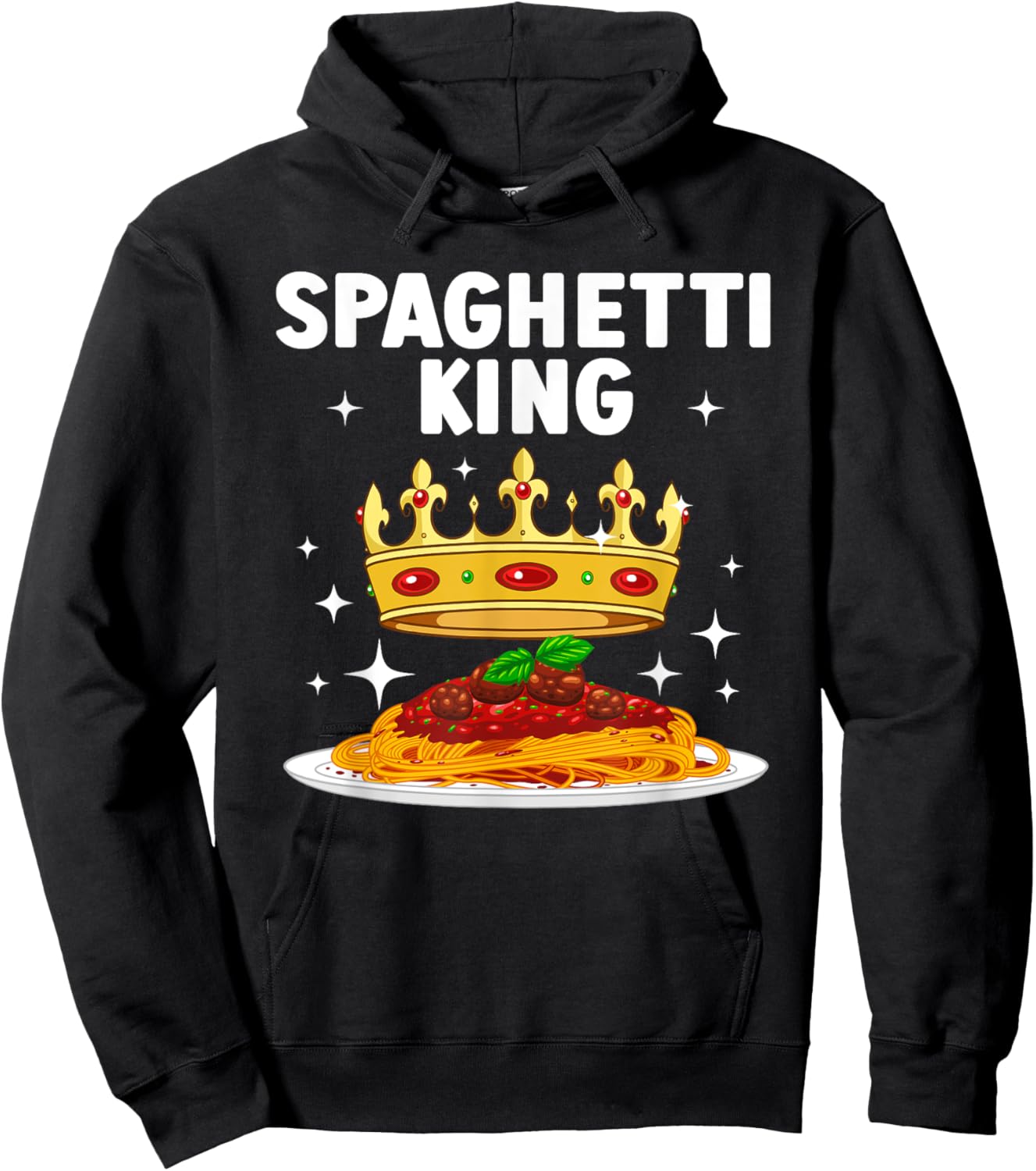 Cool Spaghetti King Art Boys Pasta Lover Spaghetti Hoodie - Hoodie | Black