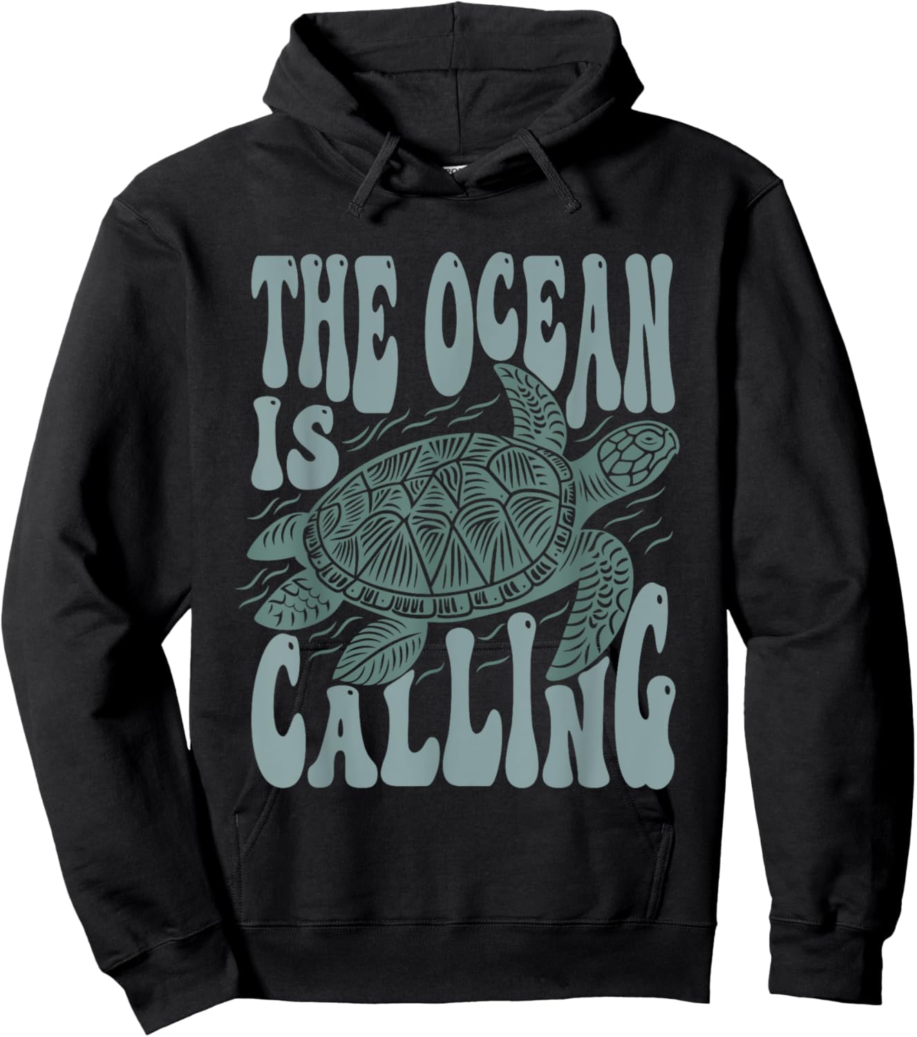 The Ocean Is Calling Nature Lovers Sea Turtle Reptile Art Hoodie - Hoodie | Black