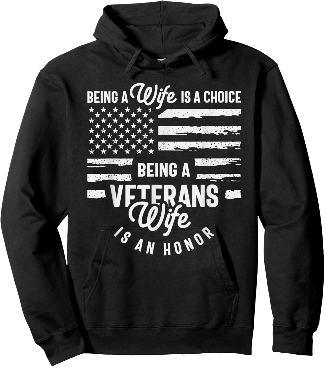 Proud Veteran’s Wife - Honoring Strength and Sacrifice Hoodie - Hoodie | Black