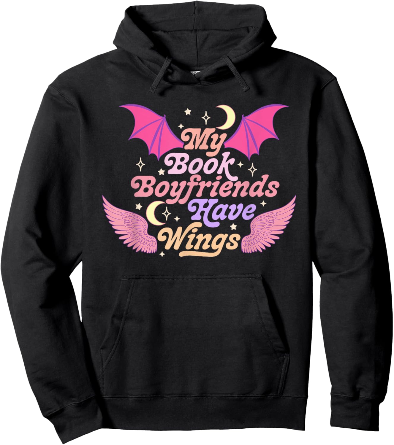 My Book Boyfriends Have Wings Funny Hoodie - Hoodie | Black