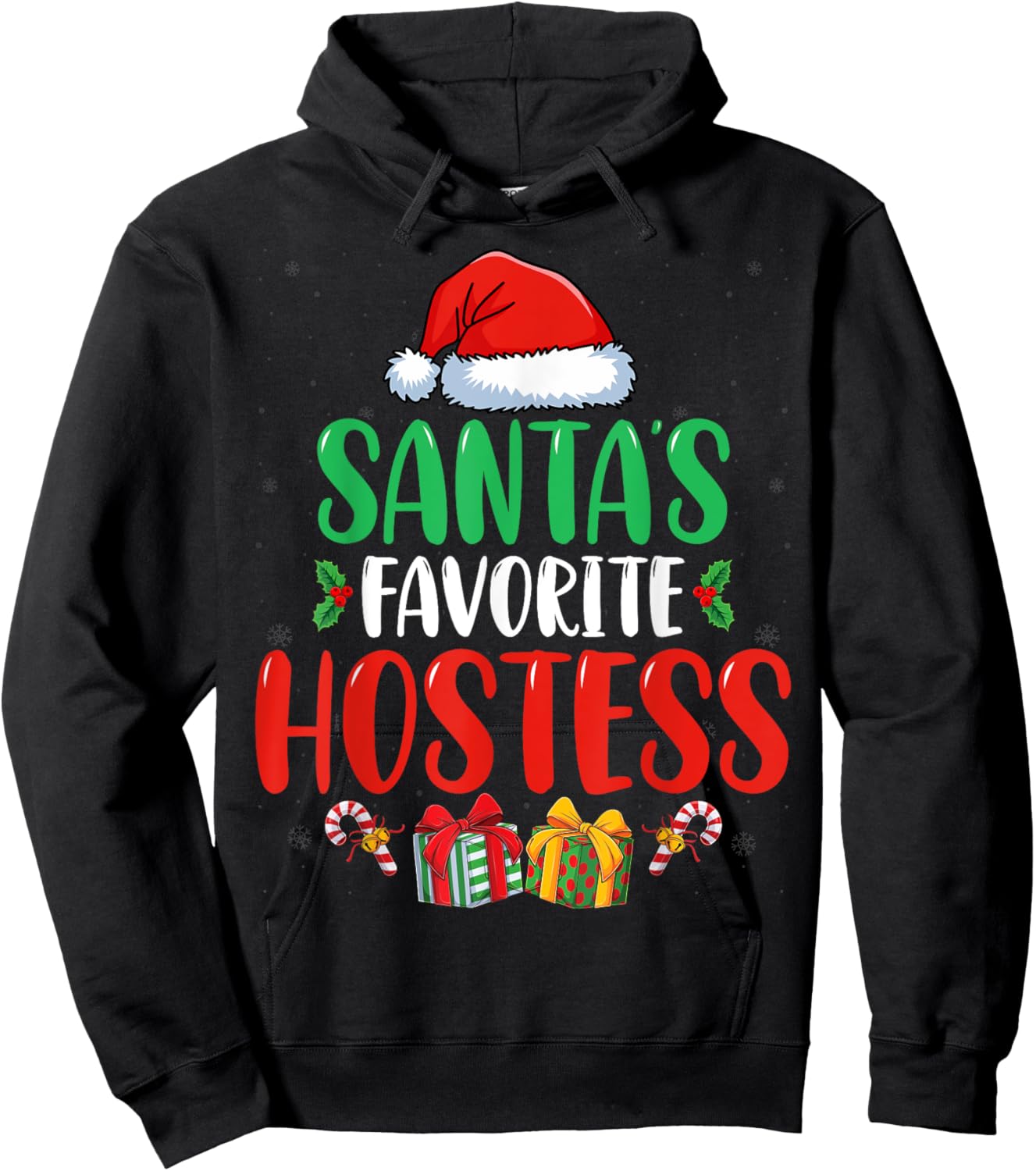 Santa's Favorite Hostess Xmas Holiday Christmas Hostess Hoodie - Hoodie | Black