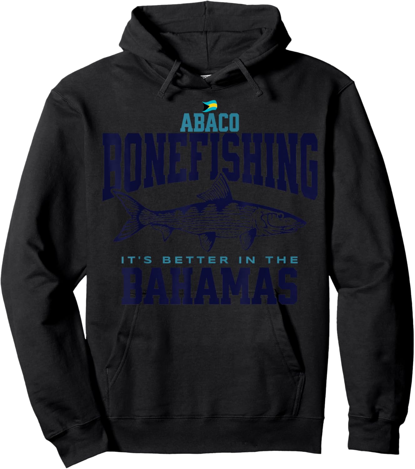 Bahamas Souvenir : Abaco Bahamas Bonefishing Fishing Fish Hoodie - Hoodie | Black