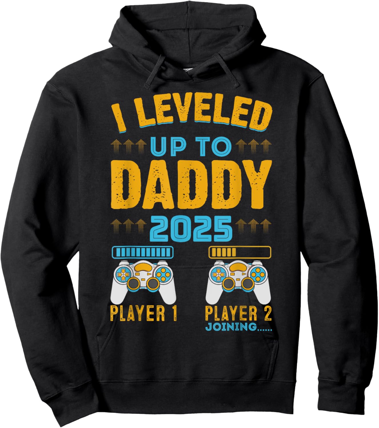 I Leveled Up To Daddy Est. 2025 Dad Pregnancy Announcement Hoodie - Hoodie | Black