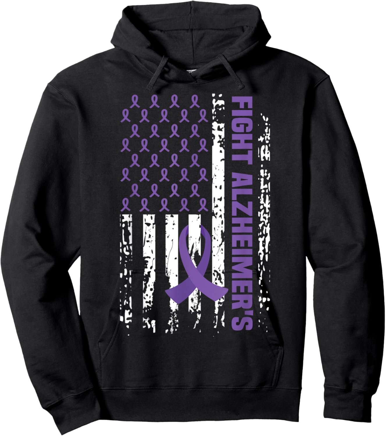 End Alzheimer's Shirt Purple Ribbon Alzheimers Awareness Hoodie - Hoodie | Black