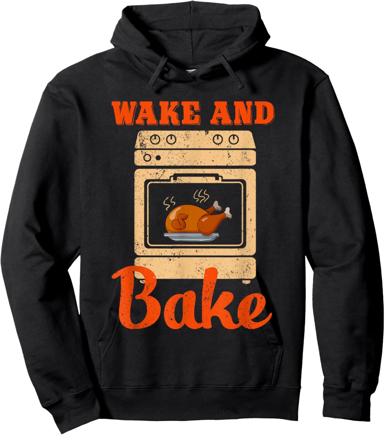 Wake Bake Turkey Feast Meal Chef Dinner Funny Thanksgiving Hoodie - Hoodie | Black