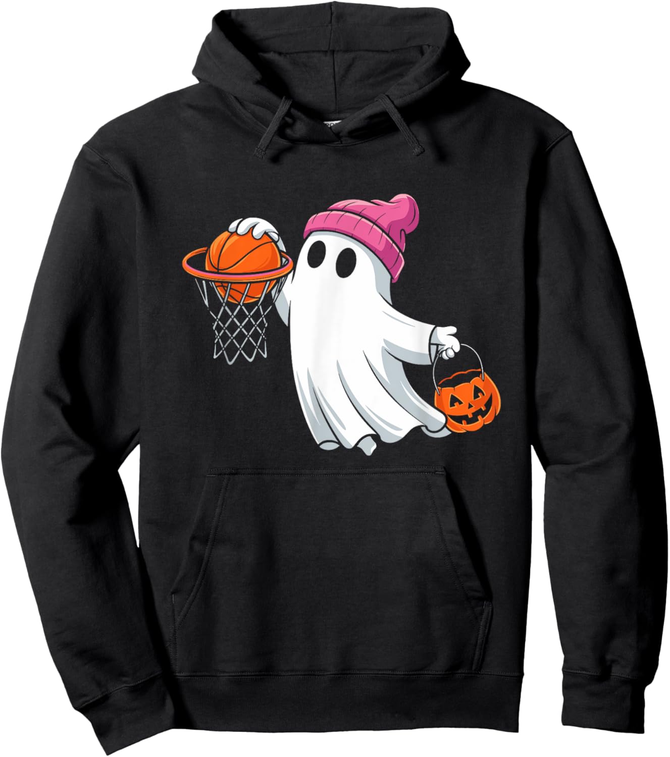 Ghost Playing Basketball Halloween Costume for Boys Kids Hoodie - Hoodie | Black