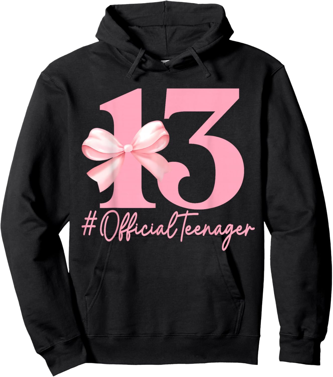 Birthday Girl Pink Coquette Bow 13 Year Old Aesthetic Girly Hoodie - Hoodie | Black