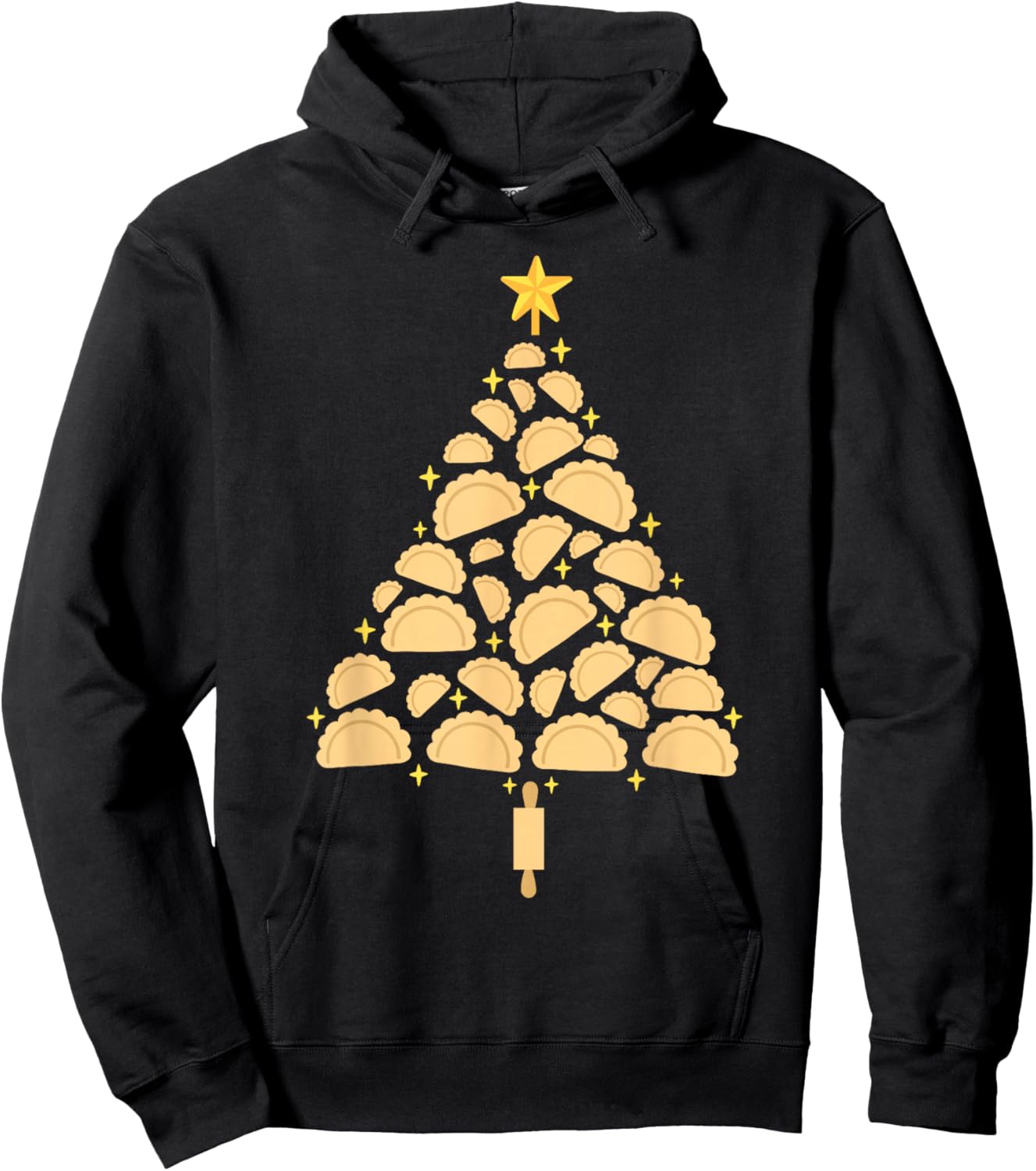 Pierogi Christmas Tree Cute Polish Funny Xmas Food Men Women Hoodie - Hoodie | Black