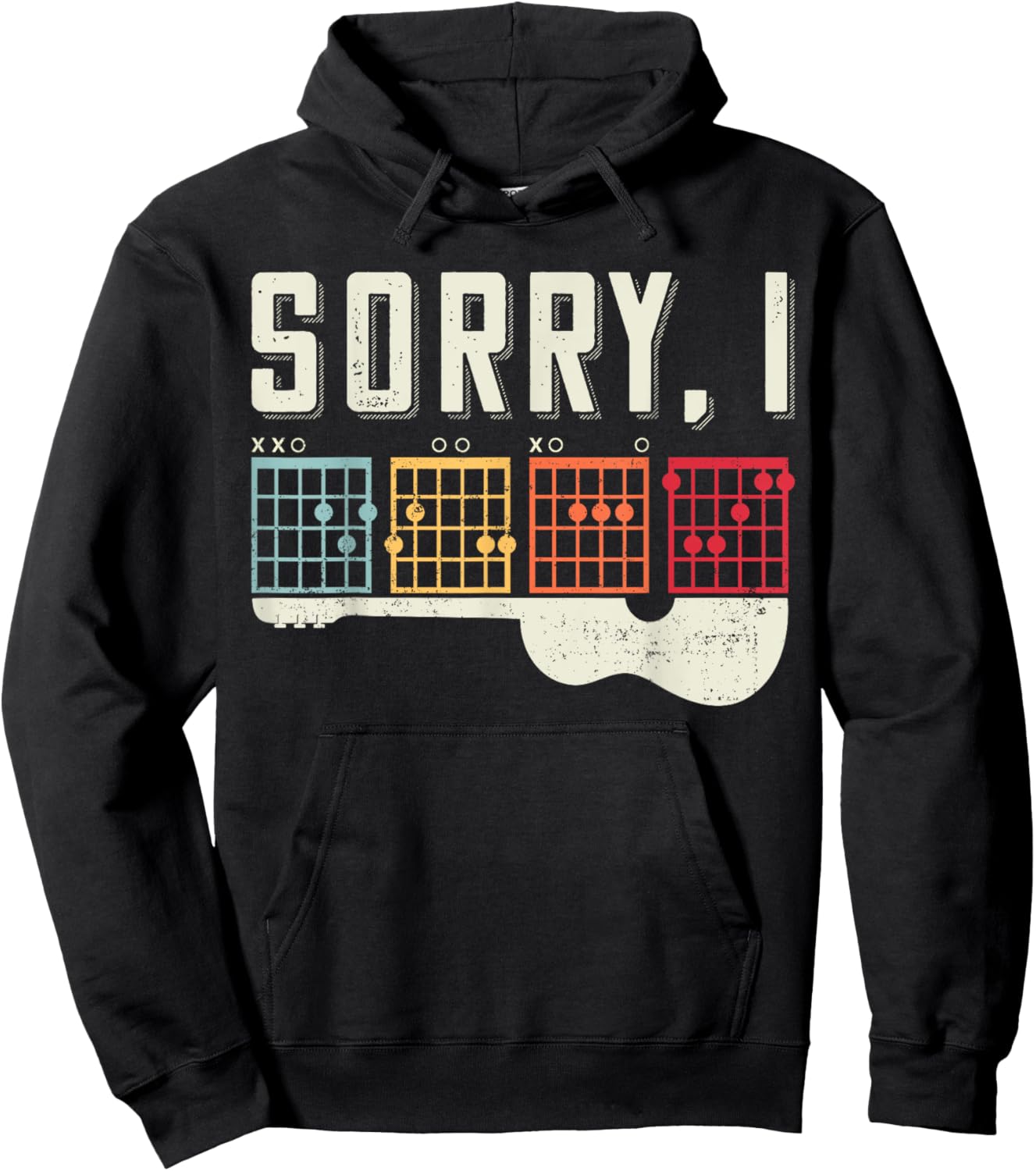 Funny Guitar Lovers Hidden Message Sorry I DGAF Guitar Hoodie - Hoodie | Black