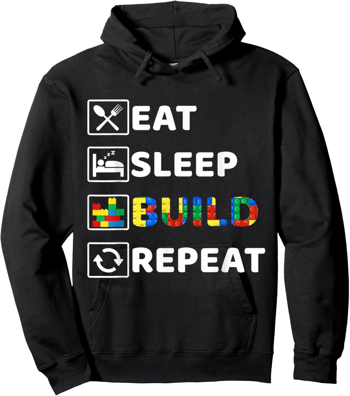 Eat Sleep Build Family Master Builder Building Bricks Blocks Hoodie - Hoodie | Black