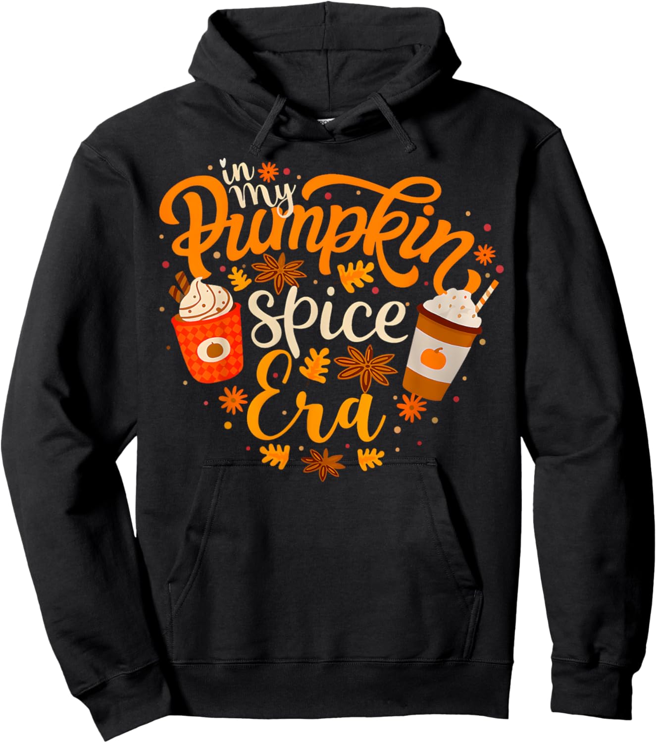 In My Pumpkin Spice Era Funny Retro Fall Vibes Thanksgiving Hoodie - Hoodie | Black