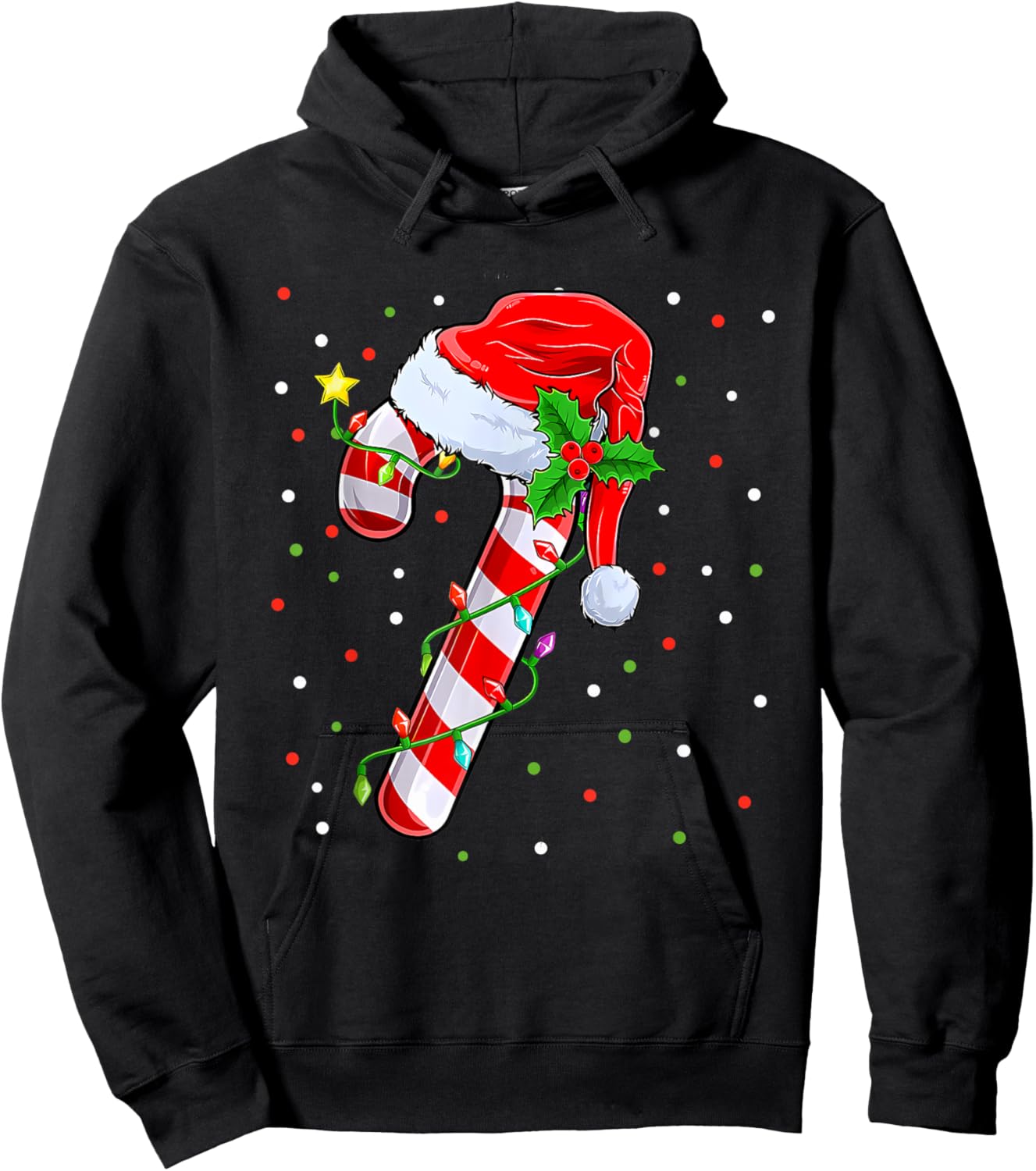 Candy Cane Crew Christmas Lights Family Matching Xmas Girls Hoodie - Hoodie | Black
