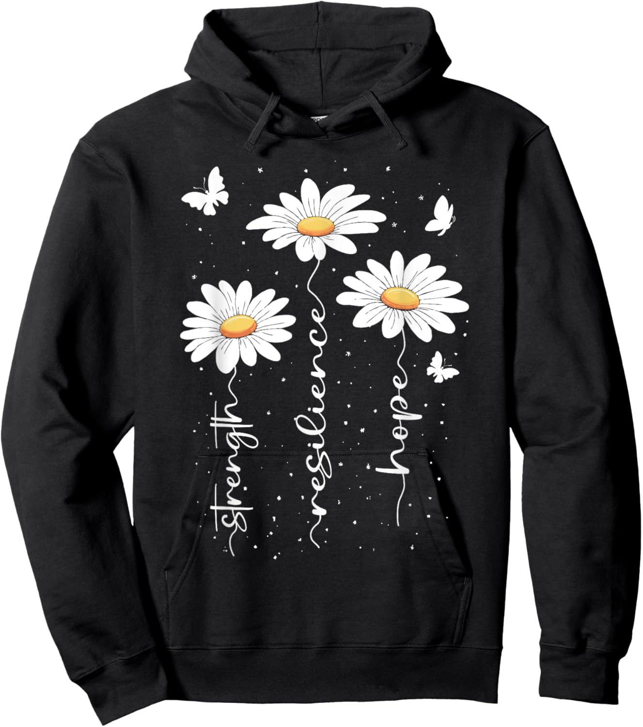 Inspirational Daisy Floral Cute Daisies Flower Nature Lover Hoodie - Hoodie | Black