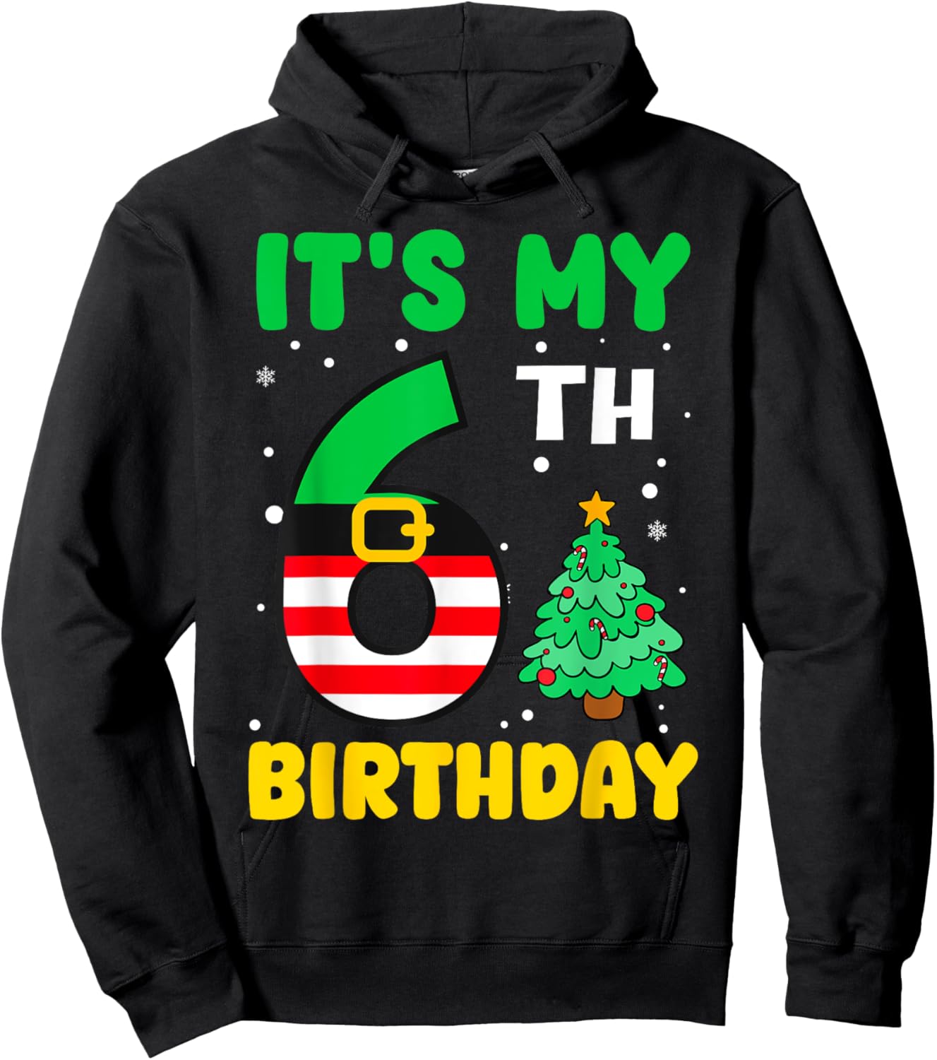It's My 6th Birthday Christmas 6 Years Old Cute Boy Girl Hoodie - Hoodie | Black