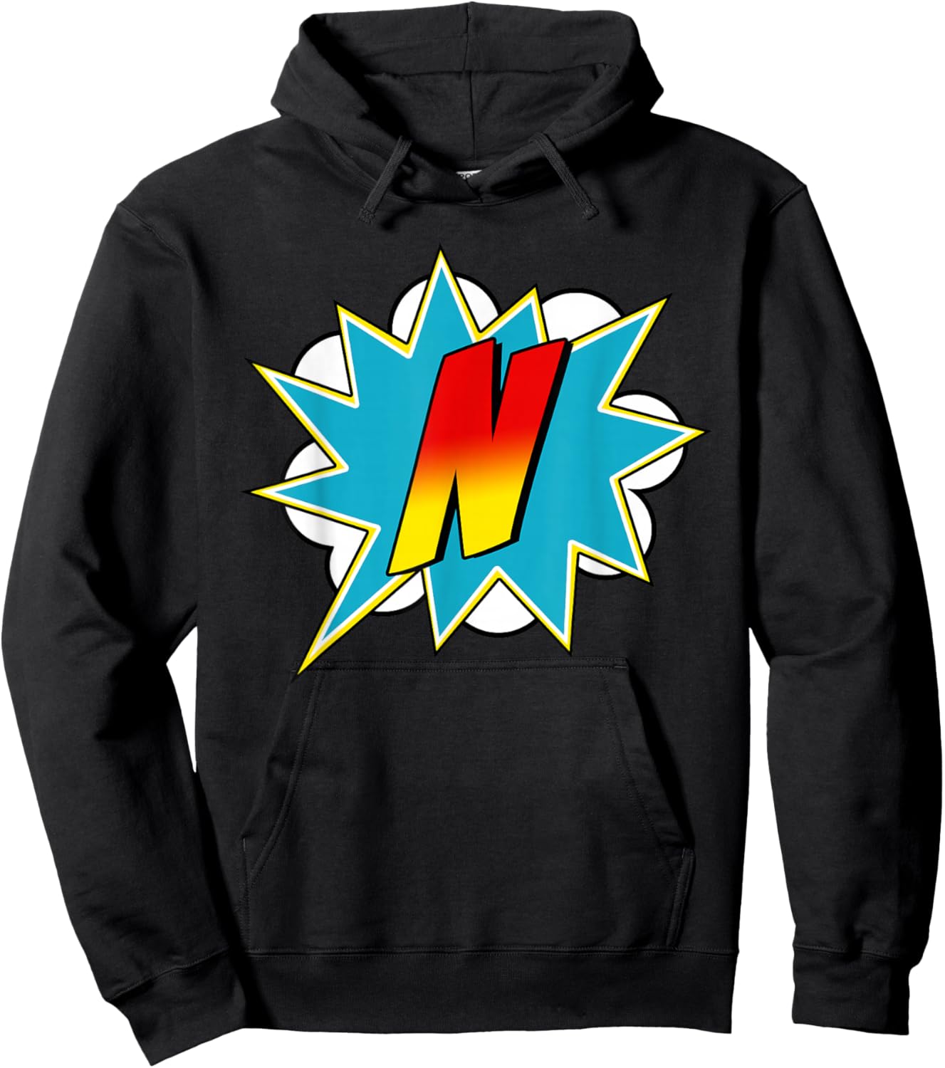 Letter N Superhero Name Comic Letter Retro Costume Hoodie - Hoodie | Black
