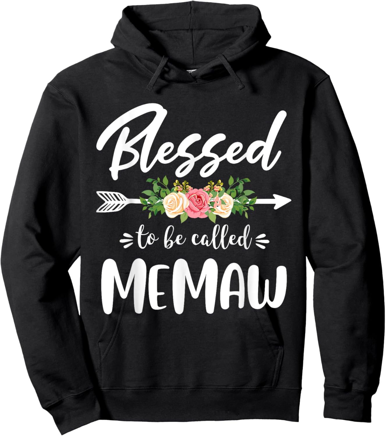 Blessed to be called Memaw Floral Arrow Design Mothers Day Hoodie - Hoodie | Black