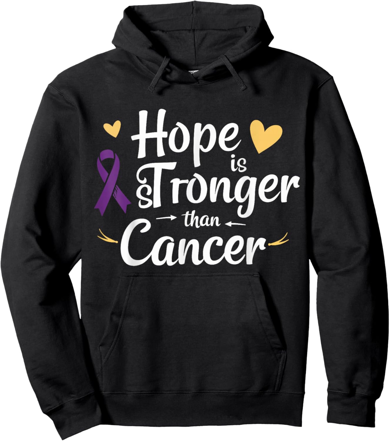Hope is Stronger Than Cancer Inspirational Awareness Hoodie - Hoodie | Black