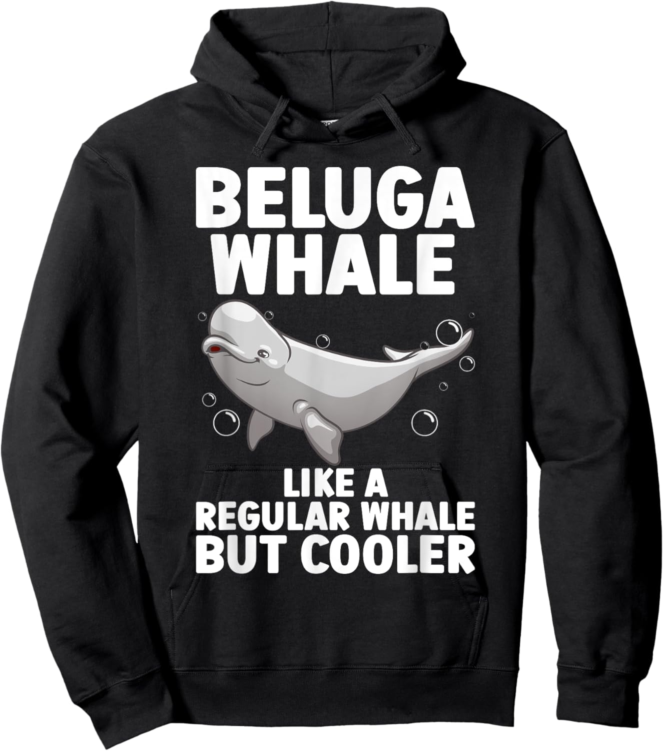 Funny Beluga Whale Art Women Kid Toddler Whale Lover Hoodie - Hoodie | Black