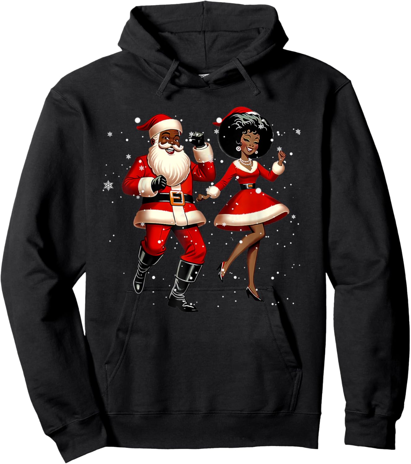 African Santa Mrs Claus Dancing African American Christmas Hoodie - Hoodie | Black