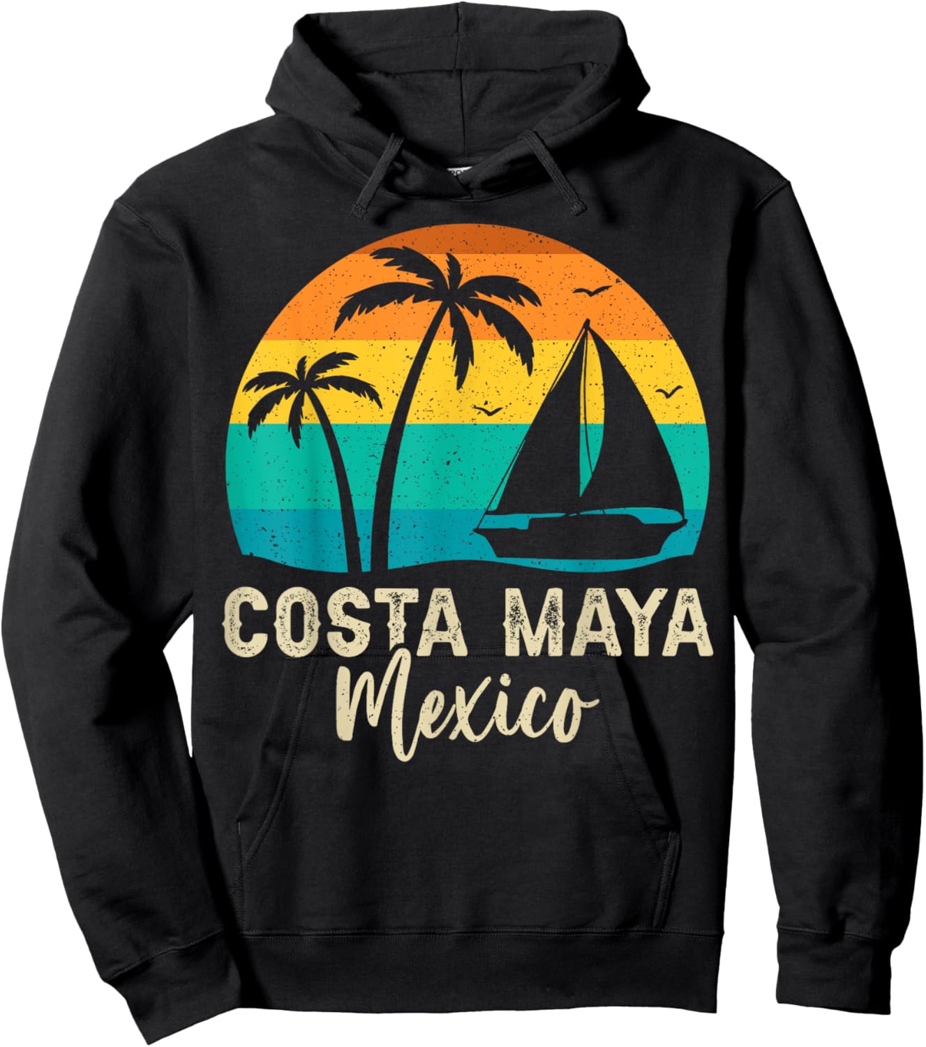Vintage Costa Maya Mexico Sunset Matching Family Vacation Hoodie - Hoodie | Black