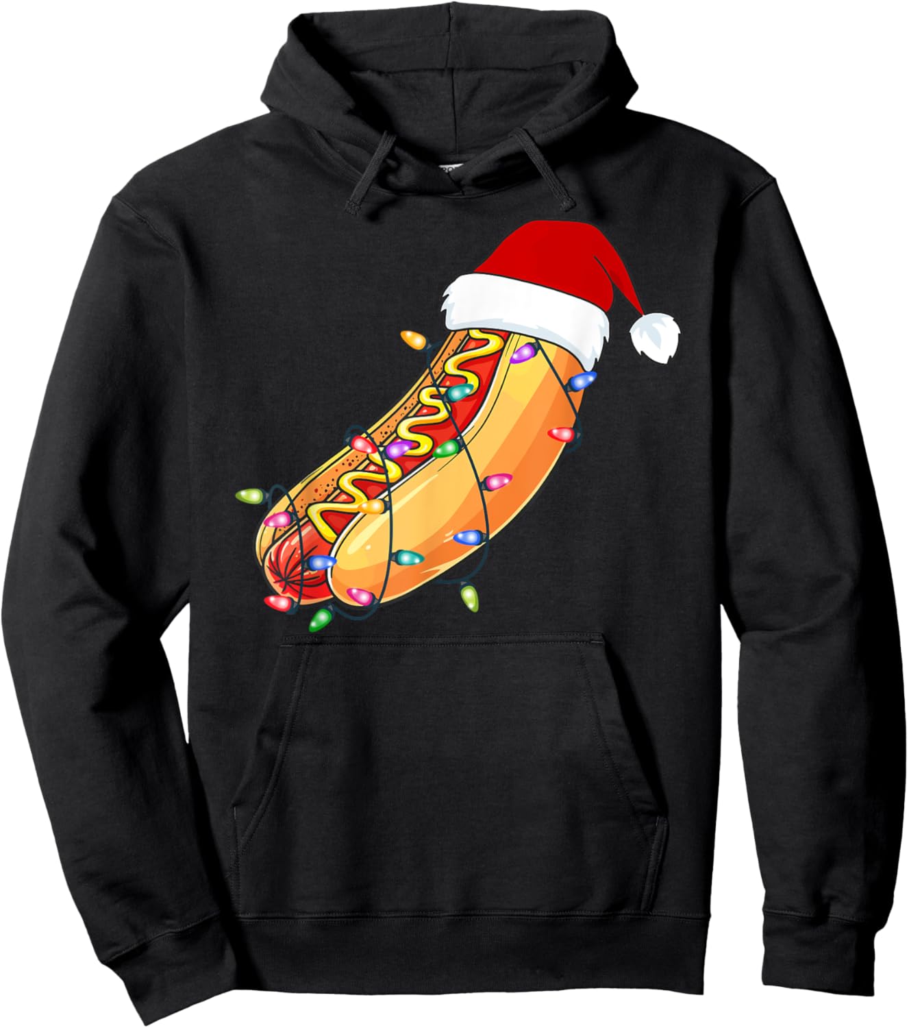 Christmas Hot Dog Lover Xmas Hotdogs Hot Dog Stand Hot Dog Hoodie - Hoodie | Black