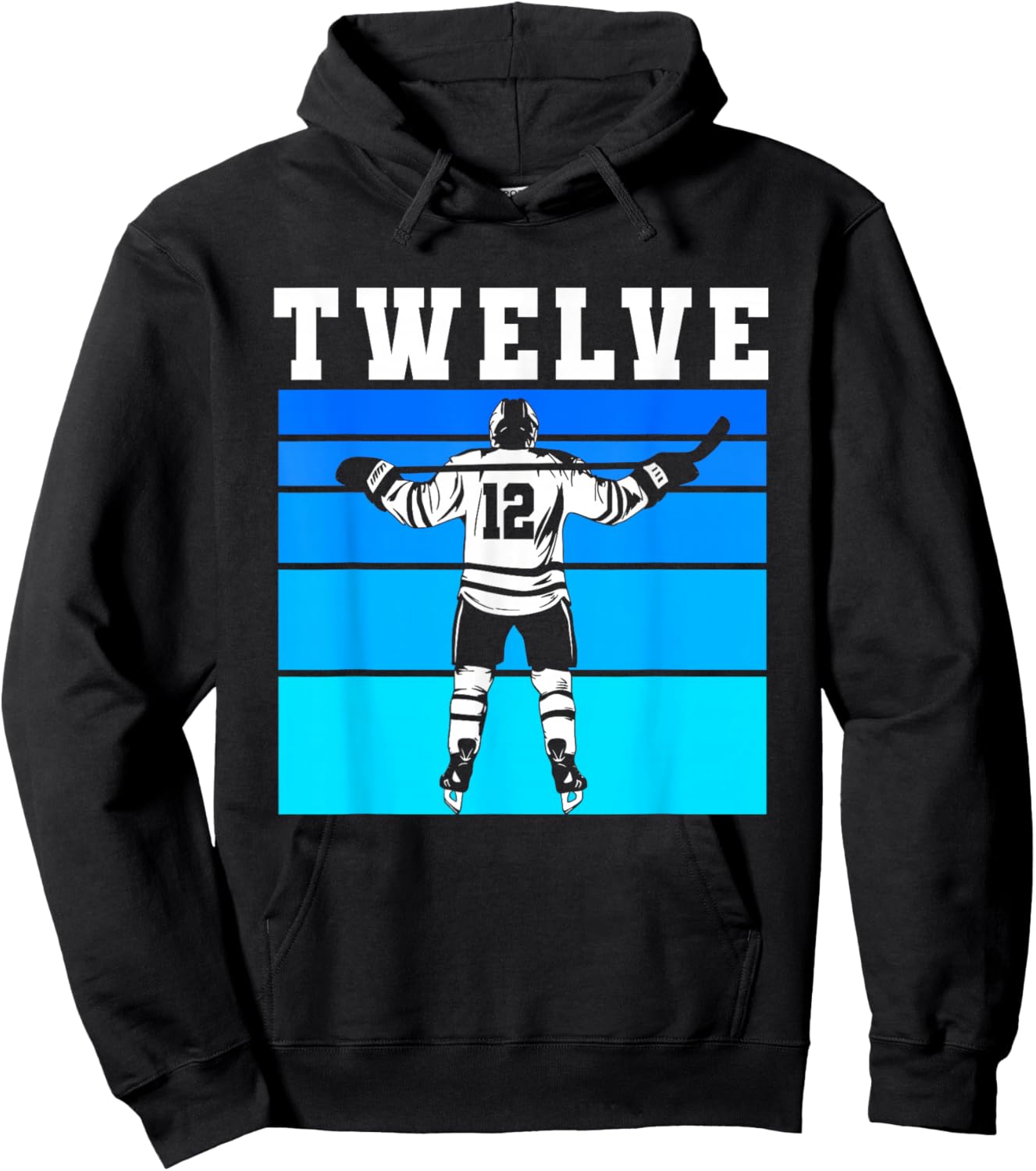 Hockey Boy 12th Birthday Twelve Ice Hockey Birthday Party Hoodie - Hoodie | Black