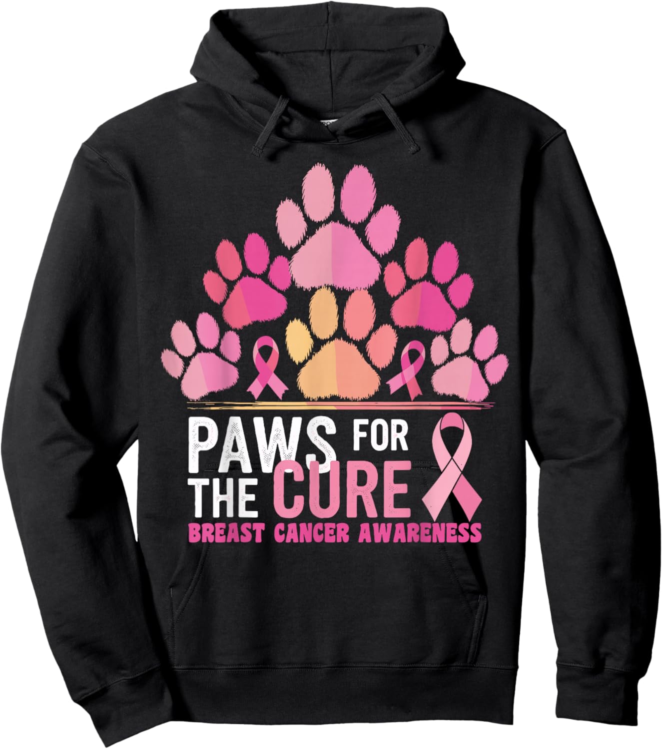 Pink Paws For The Cure Breast Cancer Awareness Dog Cat Lover Hoodie - Hoodie | Black