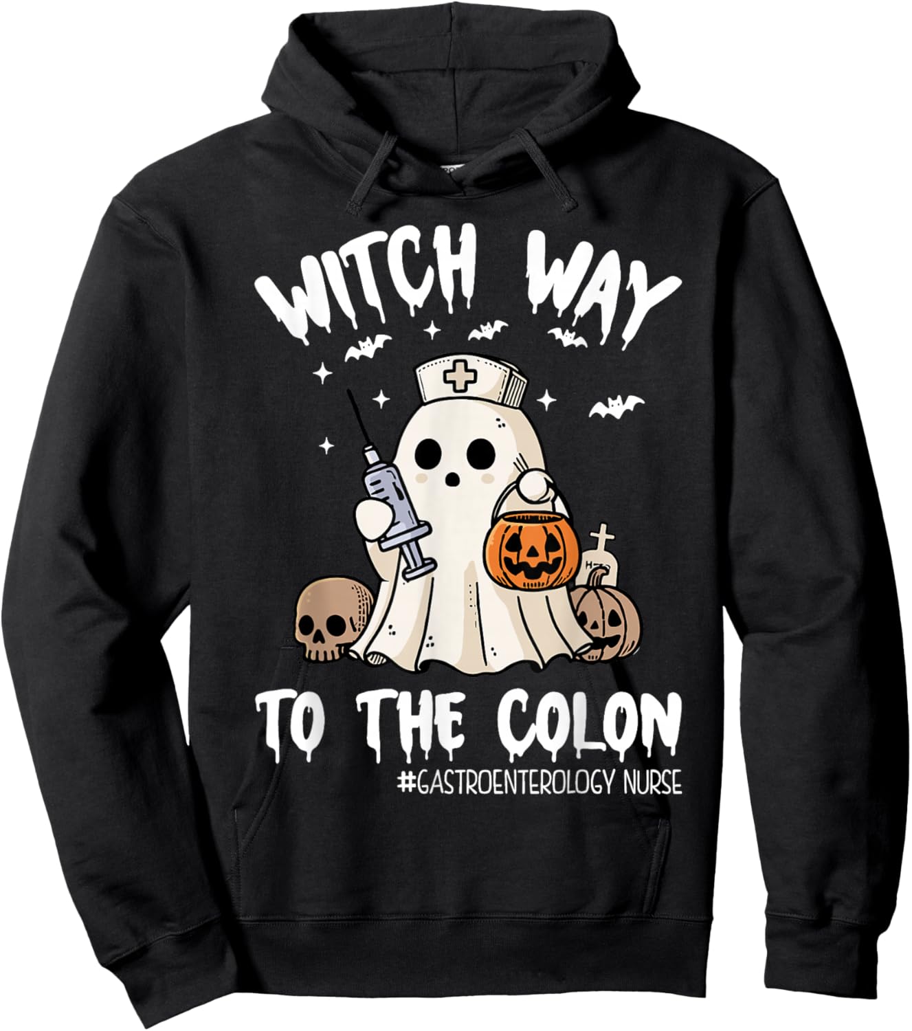 Gastroenterology Nurse Halloween Endo Nurse Ghost Endoscopy Hoodie - Hoodie | Black