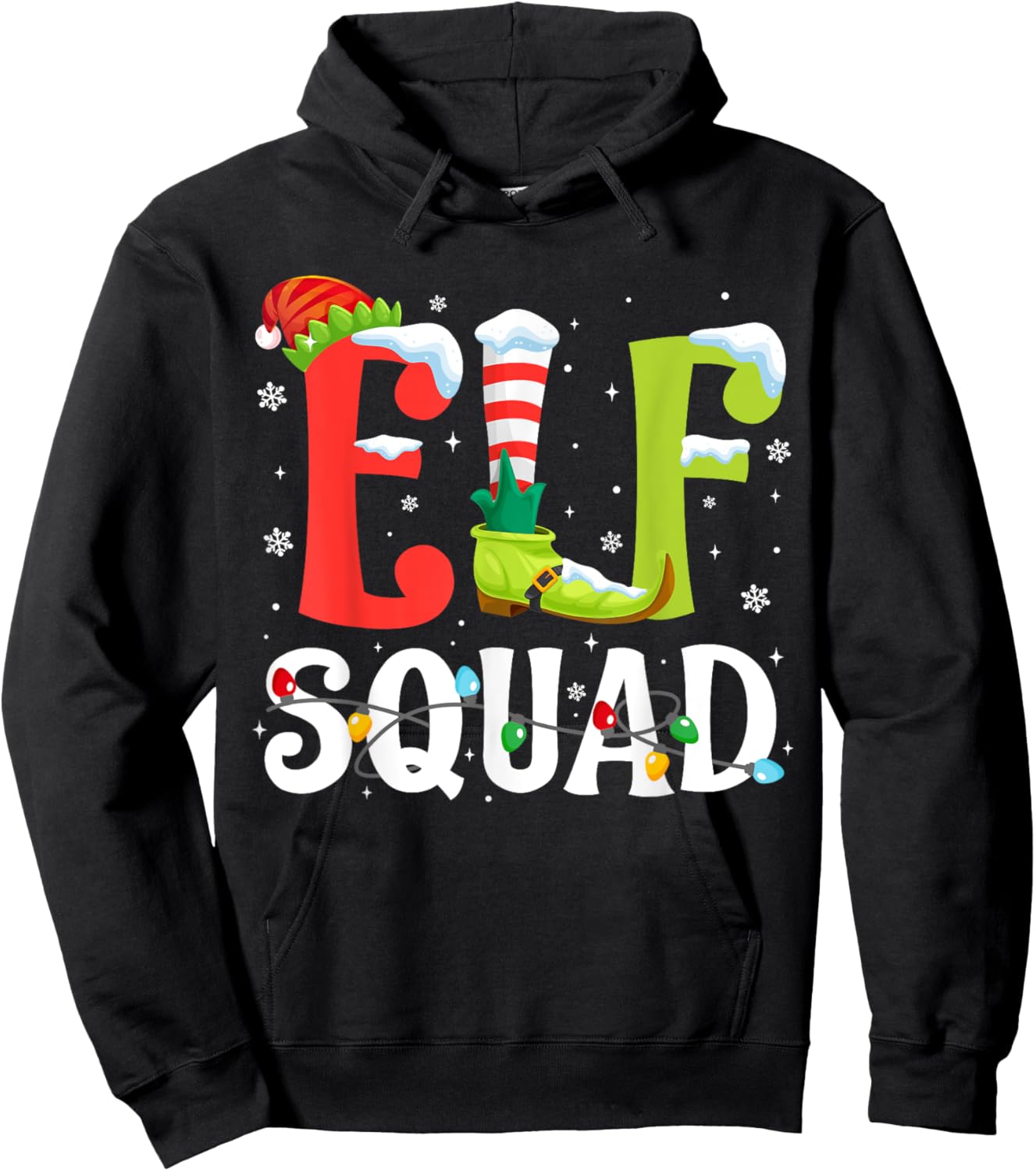 Elf Squad Christmas Family Matching Pajamas Xmas Elf Pajama Hoodie - Hoodie | Black