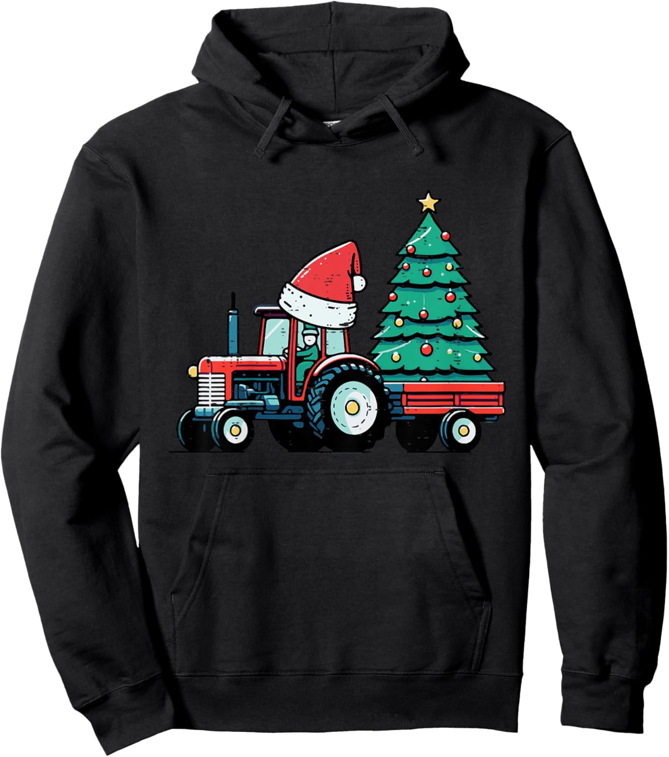 Kids Christmas Tractor Xmas Tree Farm Truck Toddler Boys Kids Hoodie - Hoodie | Black