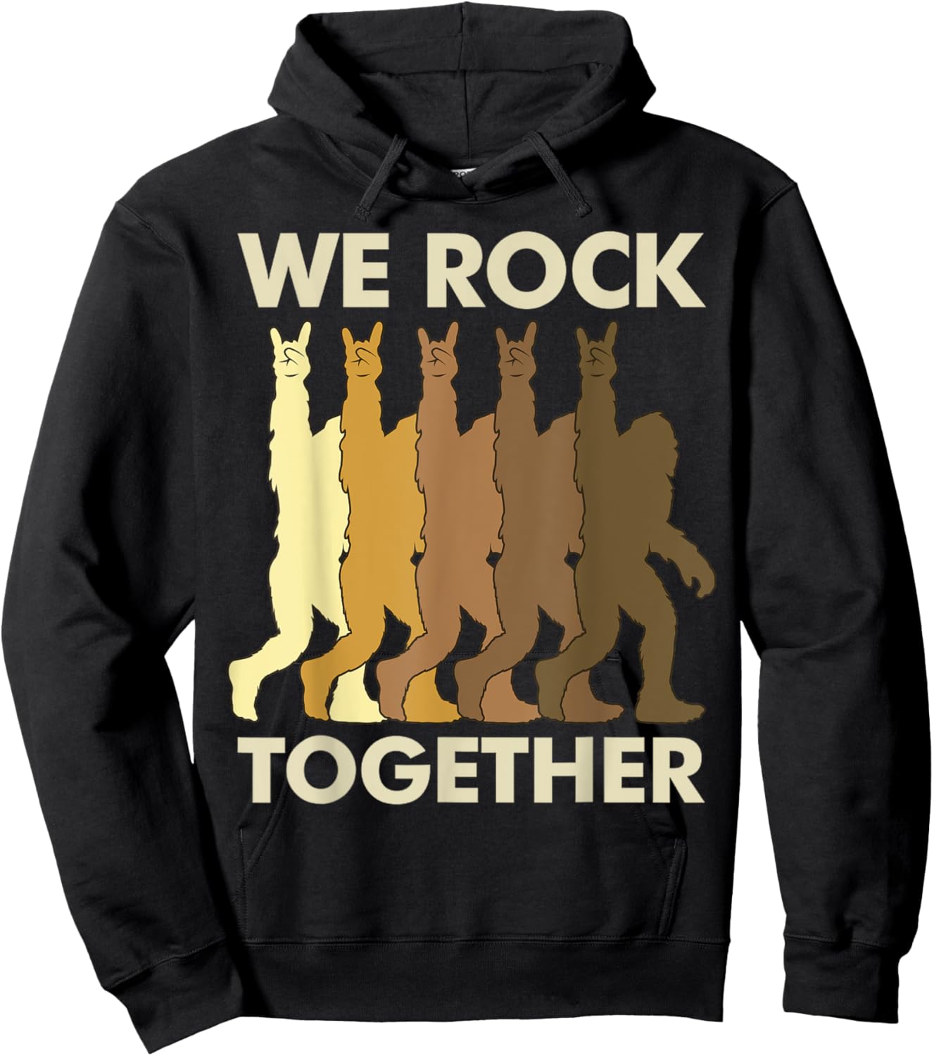 We Rock Together Big Foot Rock On Sasquatch Men Women Hoodie - Hoodie | Black