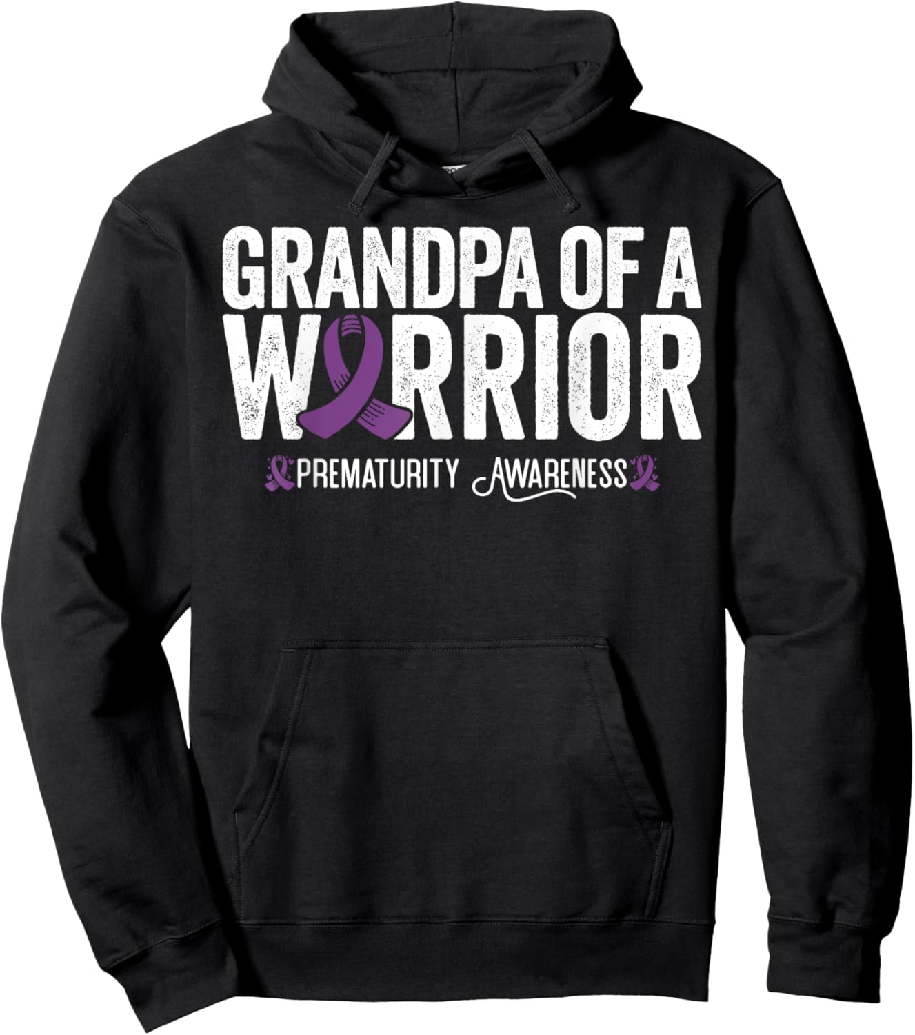 Grandpa Of A Warrior NICU Prematurity Awareness Hoodie - Hoodie | Black
