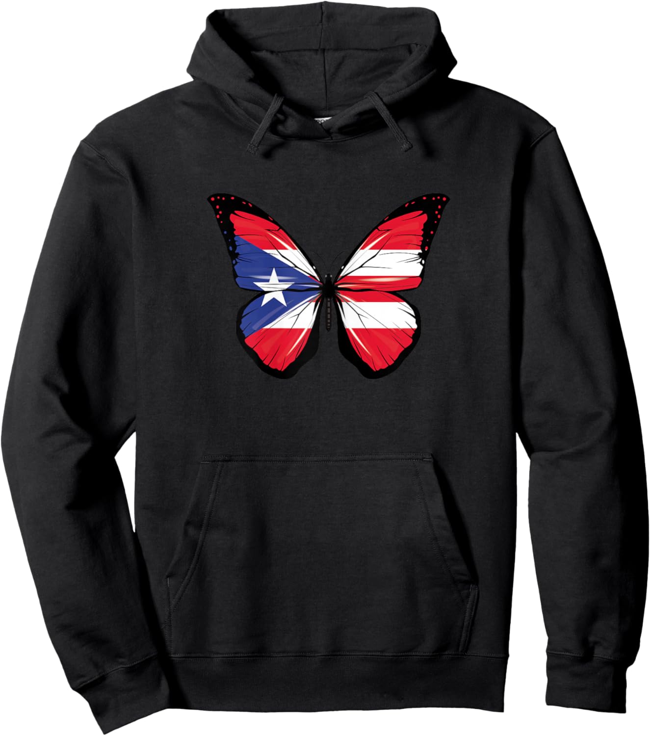 Puerto Rico Flag Colours Butterfly Puerto Rico Butterfly Hoodie - Hoodie | Black