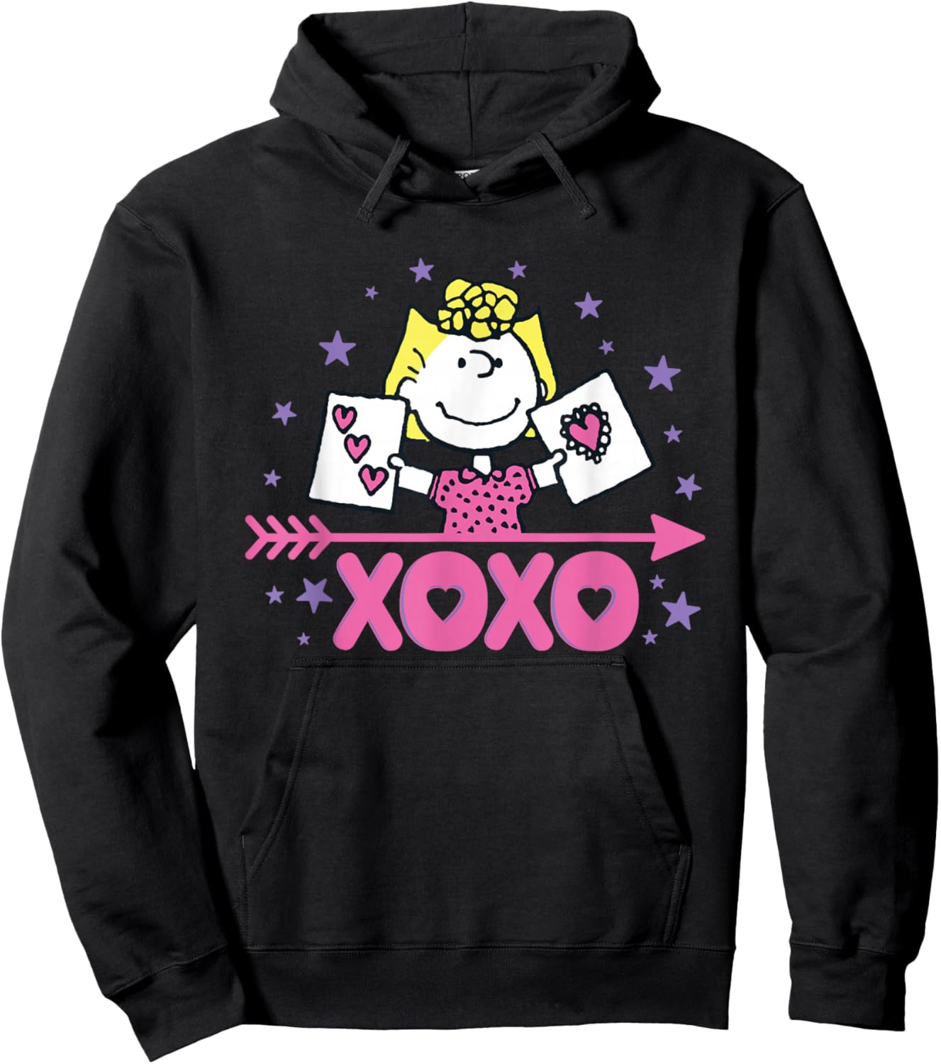 Peanuts Sally Brown XOXO Love Hearts Hoodie - Hoodie | Black