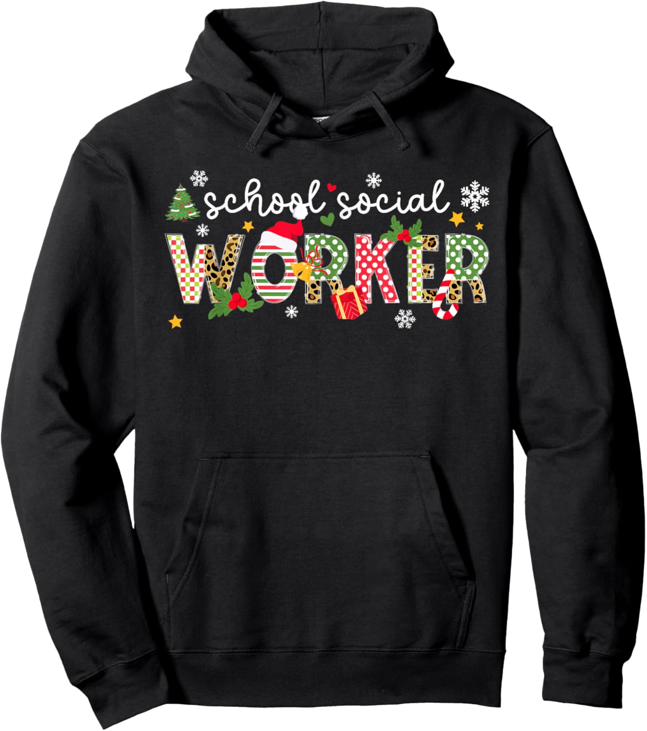 School Social Worker Christmas School Social Worker Xmas Hoodie - Hoodie | Black