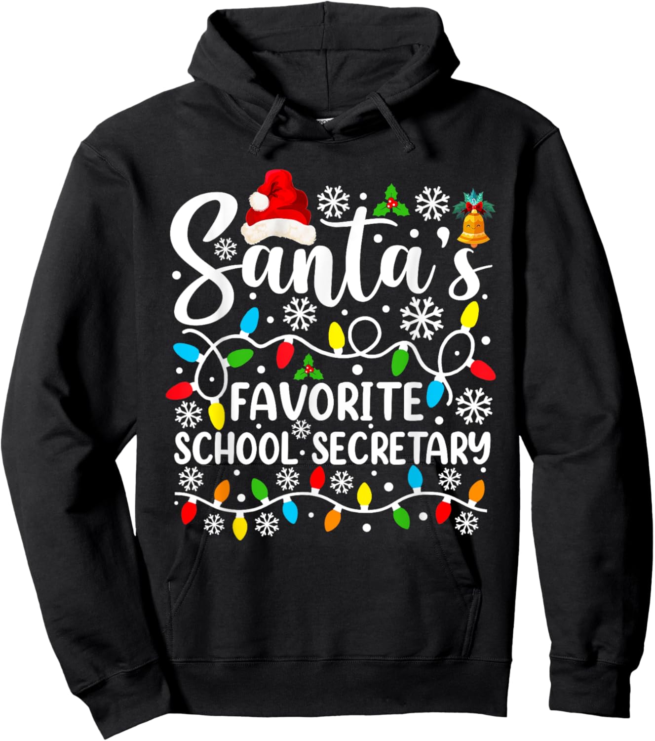 Santa's Favorite School Secretary Funny Christmas Hoodie - Hoodie | Black