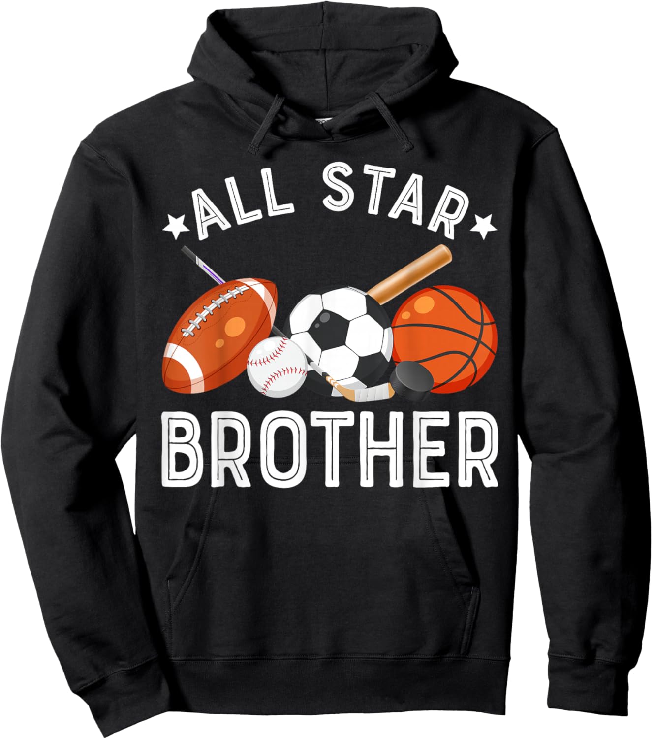 All Star Brother Of The Birthday Boy Basketball Soccer Sport Hoodie - Hoodie | Black
