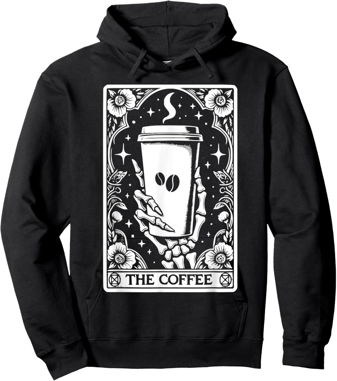 The Coffee Tarot Cards Skeleton Coffee Gifts Tarot Card Hoodie - Hoodie | Black