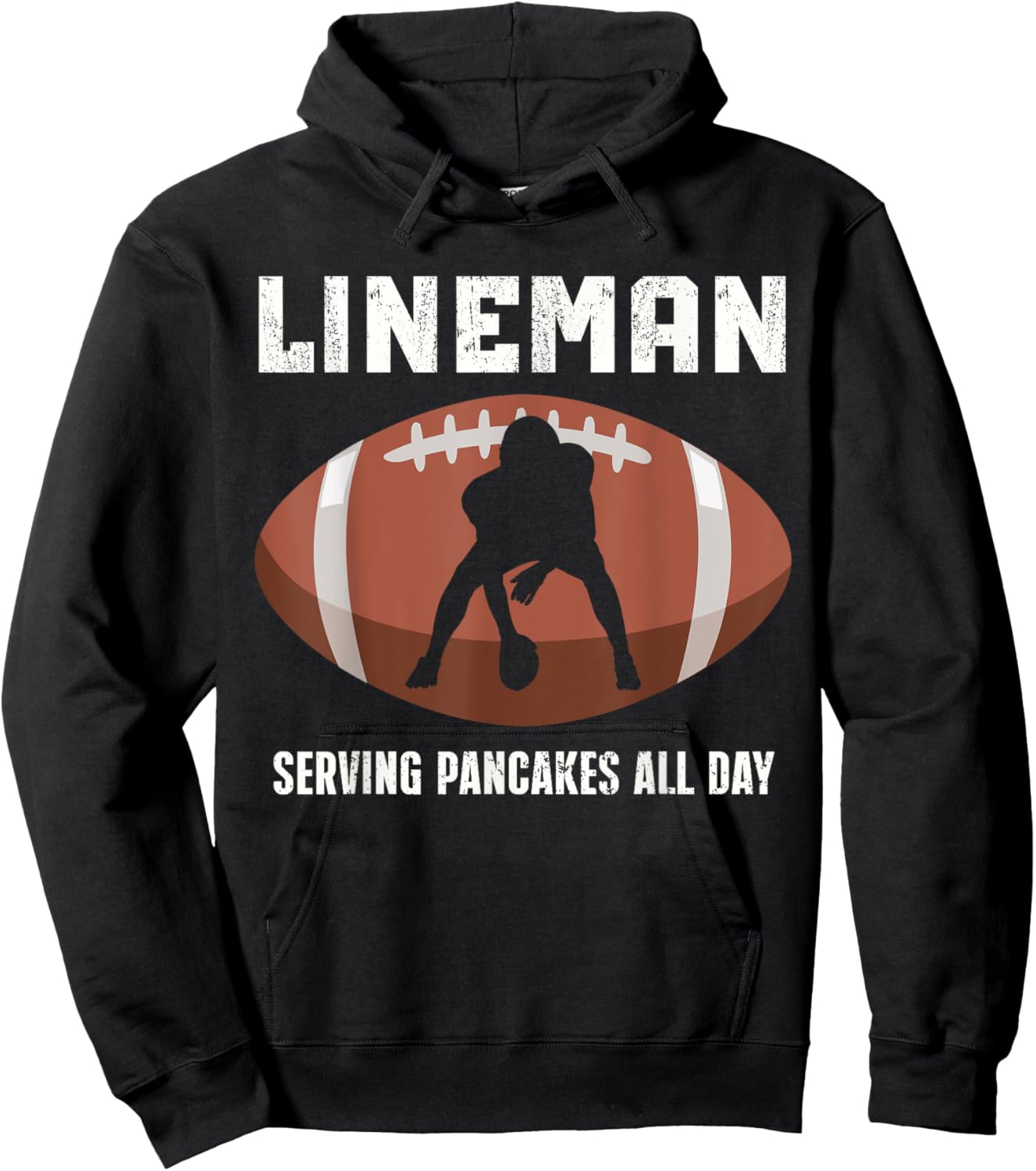 Funny Lineman American Football Serving Pancakes All Day Hoodie - Hoodie | Black