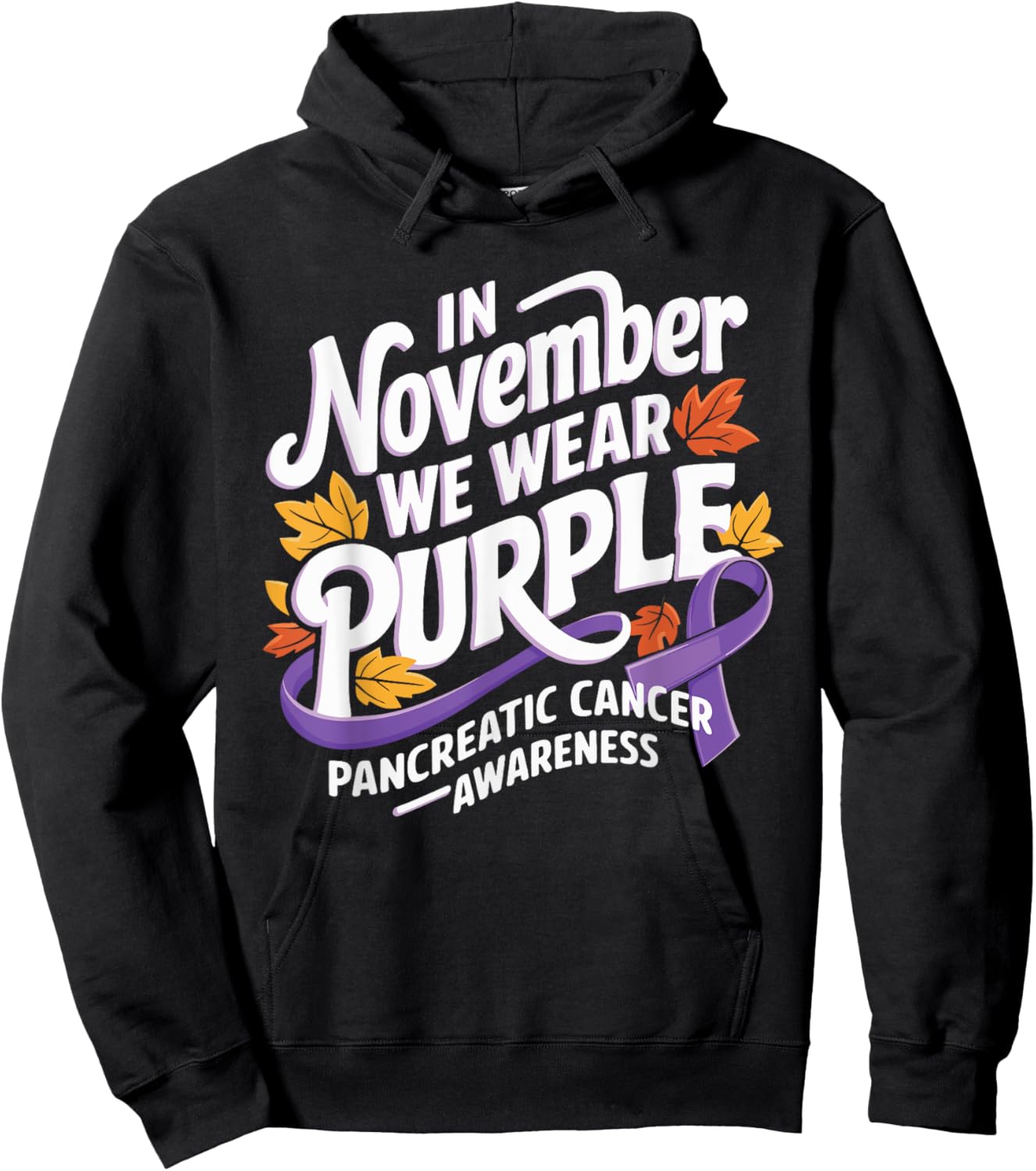 In November We Wear Purple Pancreatic Cancer Awareness Hoodie - Hoodie | Black