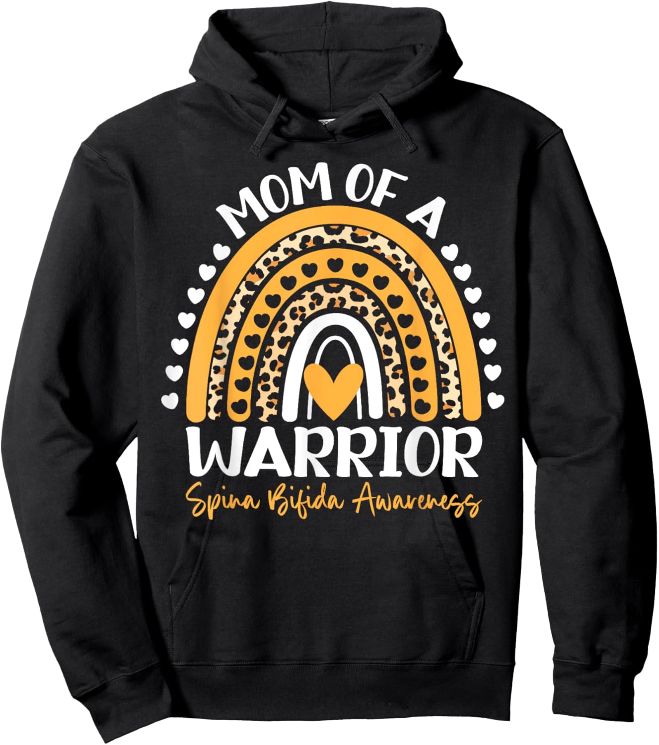 Mom Of a Warrior Yellow Support Spina Bifida Awareness Month Hoodie - Hoodie | Black